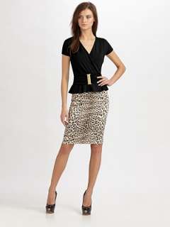 Just Cavalli   Sateen Leopard Print Pencil Skirt    