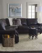 Chenille & Leather Sectional Sofa   