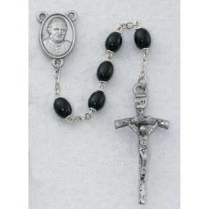 Black Wood Pope Benedict Rosary Rosaries Deluxe Crucifix & Center St 