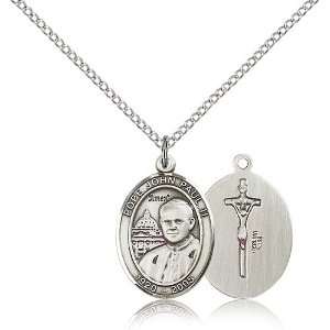  .925 Sterling Silver Pope John Paul II Medal Pendant 3/4 x 