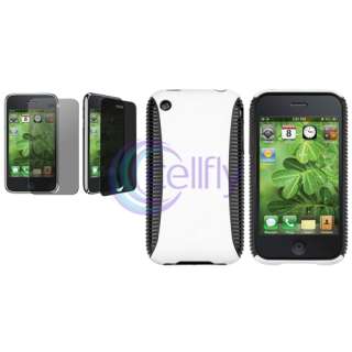 HYBRID BLACK TPU Rubber CASE White Hard COVER+Privacy LCD Film For 