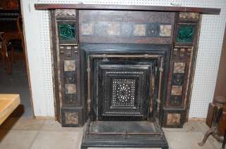 Wonderful Cast Iron Fireplace Mantel with Antique Tiles  