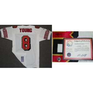  Steve Young Signed 49ers Reebok White Jersey: Sports 