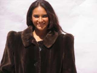 CHIC BROWN SHEARED MINK FUR JACKET FURS size8 #3886  