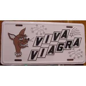  Viva Viagra Smiling Dog Embossed Metal License Plate 