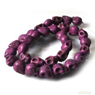    Loose Gemstones Turquoise Beads Purple Skull 12mm  