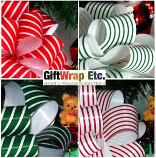 24 CHRISTMAS GIFT PULL BOWS RED WHITE GREEN STRIPE BASKET WREATH TREE 
