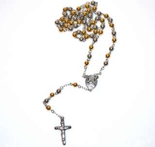 Rosary Cross Necklace Beads, 5 Styles, Stainless Steel, Gold Filled 