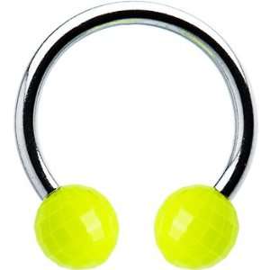  Yellow Neon Disco Ball Horseshoe Circular Barbell: Jewelry