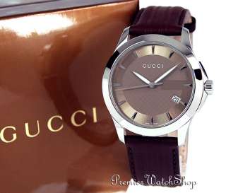 NEW GUCCI 126 G TIMELESS YA126403   MENS BROWN LEATHER WATCH  