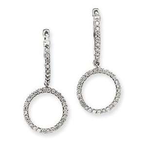  14k White Gold Diamond Double Hoop Earrings Jewelry