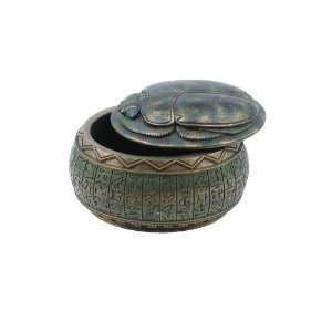  Egyptian Scarab Box Pewter/Gold/Green with Real Bronze 