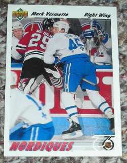 Mark Vermette 1991 92 Upper Deck Quebec Nordiques NHL  