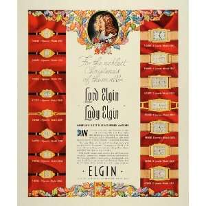 1937 Ad Elgin Lord Lady Watches Gold Watchmaker Wrist   Original Print 
