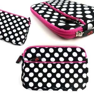  7 Pink/Black Polka Dots Neoprene Soft Protector Sleeve 