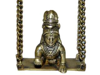 Baby Krishna Swing Statue Brass Alter Sculpture India 8  