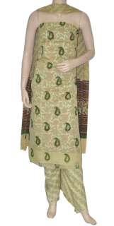 New Indian Cotton Cream Salwar Kameez Suit Ladies Dress  