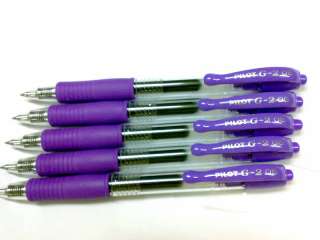 12 pilot G 2 0.5mm extra fine roller gel pen purple ink  