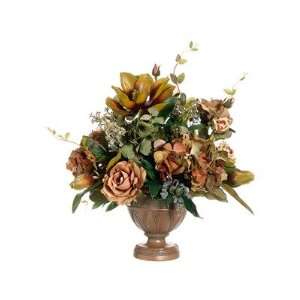   Rose & Hydrangea Silk Flower Arrangement  Moss/Camel: Home & Kitchen