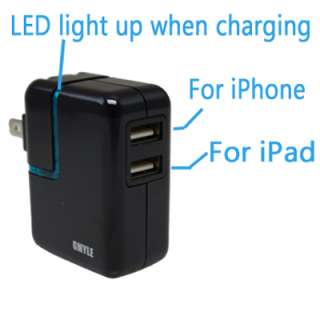 10W Dual Travel USB AC Power Charger for iPad/iPhone  