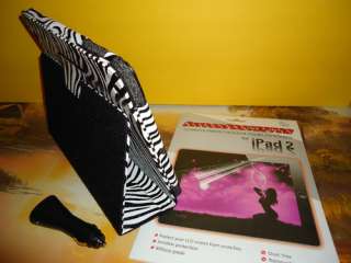IPAD 2 Leather Case with Stand  Zebra Pattern 3 in 1 Combo FREE 