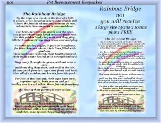 Rainbow Bridge no1 Pet Bereavement Grave Card keepsake  
