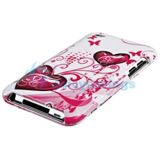   Pink+Purple Hard Heart Skin Case For iPod Touch 4 4th Gen 4G  