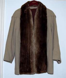 Vintage La Balbo Original Wool Tan Coat Beaver Fur Boa  