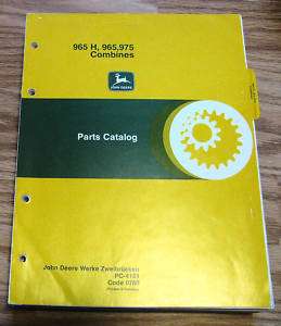 John Deere 965H 965 975 Combine Parts Catalog Manual jd  