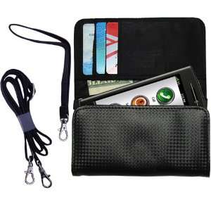 Black Purse Hand Bag Case for the Garmin Nuvifone G60 with both a hand 