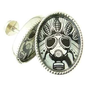  Military Gas Mask w/ Hand Grenades Cufflinks Jewelry