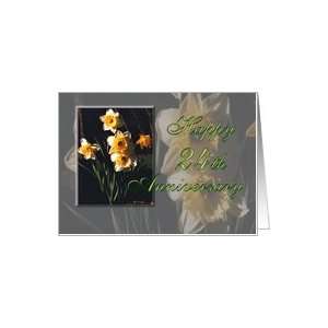  Happy 24th Wedding Anniversary   Daffodil Flowers Card 