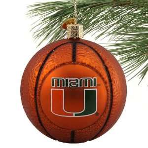    NCAA Miami Hurricanes Glass Basketball Ornament
