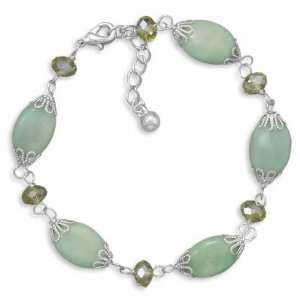   Green Magnesite And Glass Bead Fashion Bracelet CleverSilver Jewelry