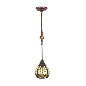   Raphael Pendant Light Lamp, Antique Golden Sand and Art Glass Shade