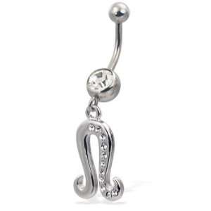  Jeweled zodiac belly button ring, Leo Jewelry
