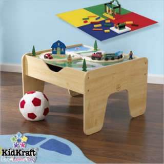 KidKraft 2 in 1 Table w/Lego & Train Natural Activity Set 706943175767 