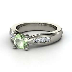  Mia Ring, Round Green Amethyst Sterling Silver Ring with 