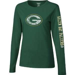  Reebok Green Bay Packers Womens Long Sleeve Logo Top 