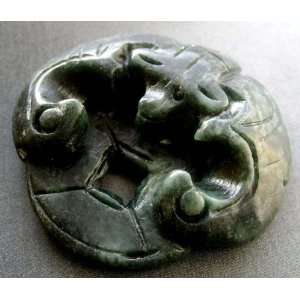    Black Green Jade Fortune Bat Coin Amulet Pendant: Everything Else