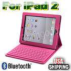   Bluetooth Keyboard Leather Case Bag Holder Stand For iPad 2 Pink