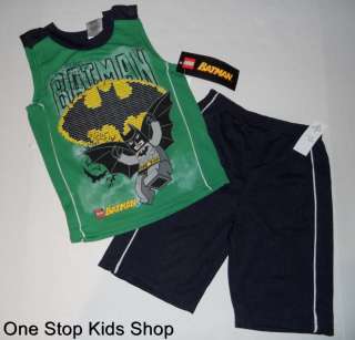 LEGO BATMAN Boys 4 5 6 7 Set OUTFIT Shirt Tank Top Shorts Super Hero 