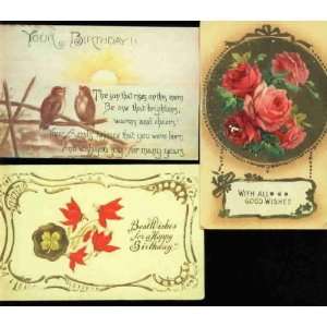  3 **VINTAGE**   GOOD WISHES and HAPPY BIRTHDAY postcards 