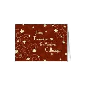 Happy Thanksgiving for Co Worker Card   Red Yellow Fall Leaves Card