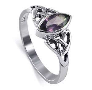 Sterling Silver Celtic knot Marquise Amethyst CZ Ring  