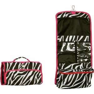 Hot Pink Trim Zebra Hanging Cosmetic Bag * the Greatest Bag for Travel 