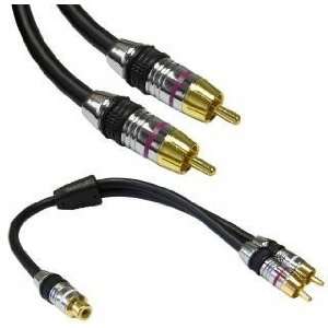  Premium Grade Subwoofer Cable with Adaptor, 50 ft 