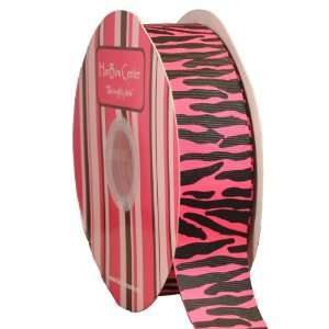  1.5 Hot Pink w/ Black Zebra Animal Print Grosgrain Ribbon 