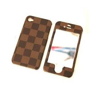 Brown L Checker Style Front Back Cover Case for iPhone 4