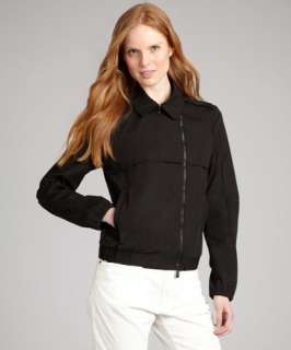 Bottega Veneta black cotton asymmetrical zip front jacket